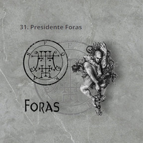 I wove Demon 31 PRESIDENT FORAS and Secret Seal of Solomon 72 Demons Lesser Key of Solomon Goetia In Silver 3 x 2.5 cm 12 Gr Art 1890 - Bricks Masons