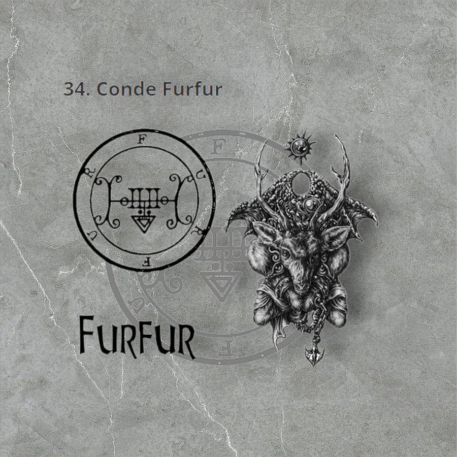 I commemorated Demon 34 COUNT FURFUR and Secret Seal of Solomon 72 Demons Lesser Key of Solomon Goetia In Silver 3 x 2.5 cm 12 Gr Art 1893 - Bricks Masons