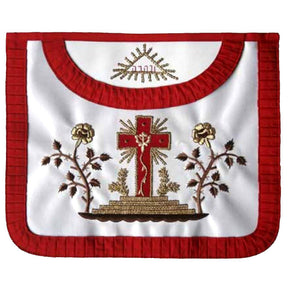 18th Degree Scottish Rite Apron - White & Red Satin - Bricks Masons