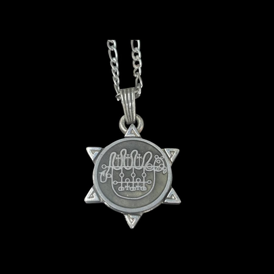 I swore Demon 42 DUKE VEPAR and Secret Seal of Solomon 72 Demons Lesser Key of Solomon Goetia In Silver 3 x 2.5 cm 12 Gr Art 1901 - Bricks Masons