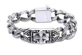 Knights Templar Commandery Bracelet - Silver Titanium Steel Cross - Bricks Masons