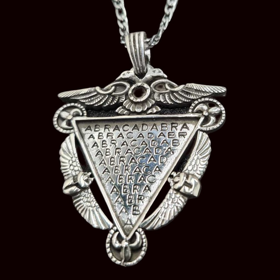 Silver Abracadabra And Isis Pendant 4.5 X 4 Cm Weighs 15 Gr Art 196 - Bricks Masons