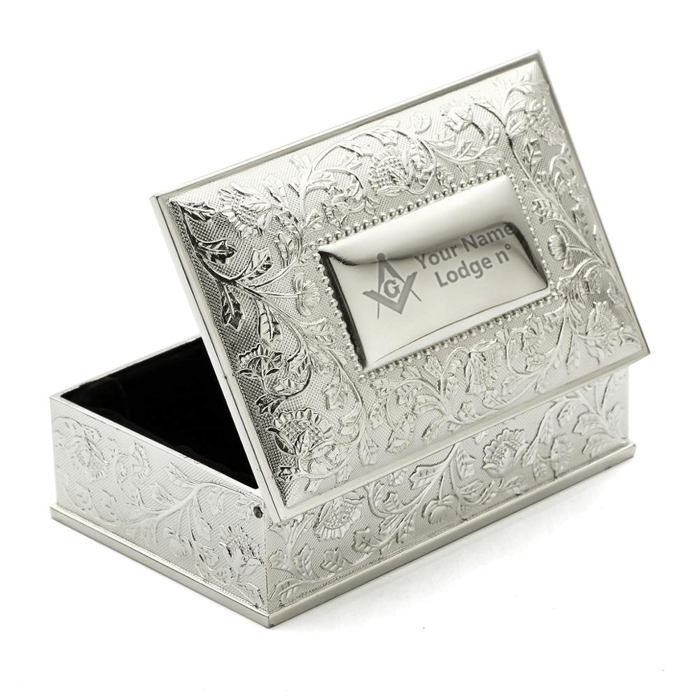 Master Mason Blue Lodge Jewelry Box - Black Velvet Lining