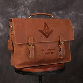 Master Mason Blue Lodge Briefcase - Handmade Leather