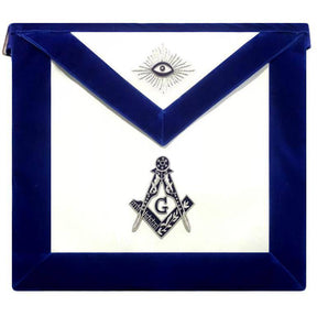 Master Mason Blue Lodge Apron - Royal Blue Silver Embroidery