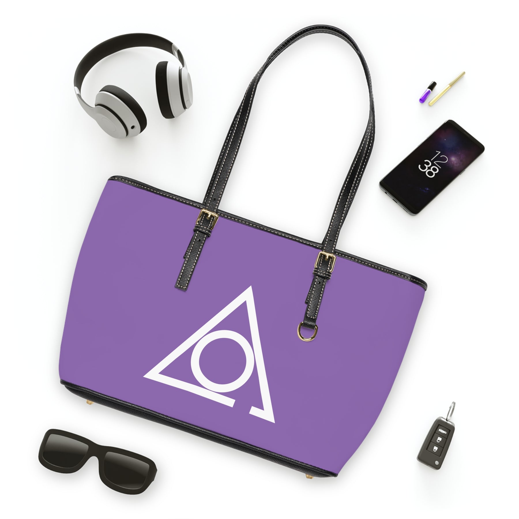 LOCOP Handbag - Purple PU Leather Adjustable Handles - Bricks Masons
