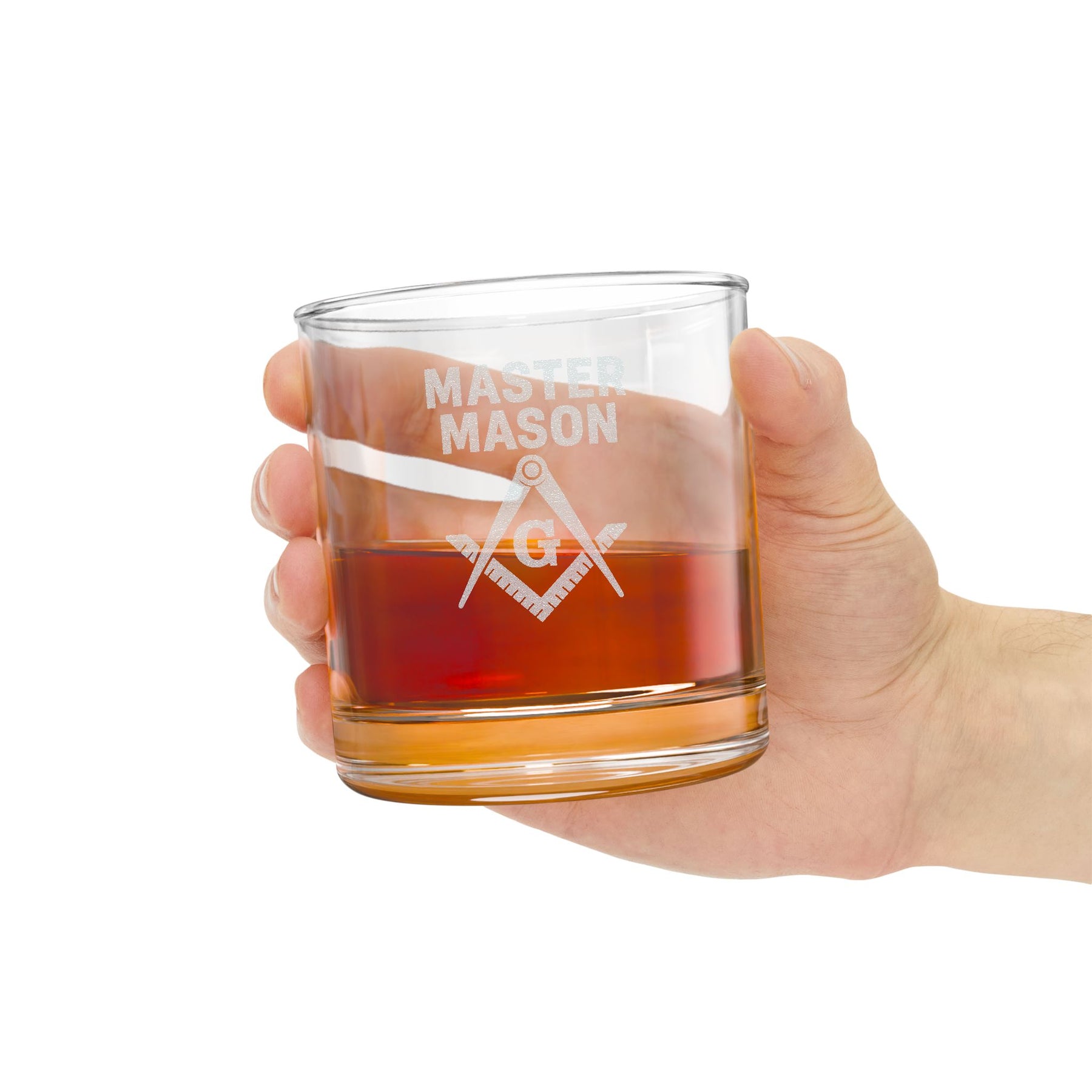 Master Mason Blue Lodge Whiskey Glass - Square & Compass with G
