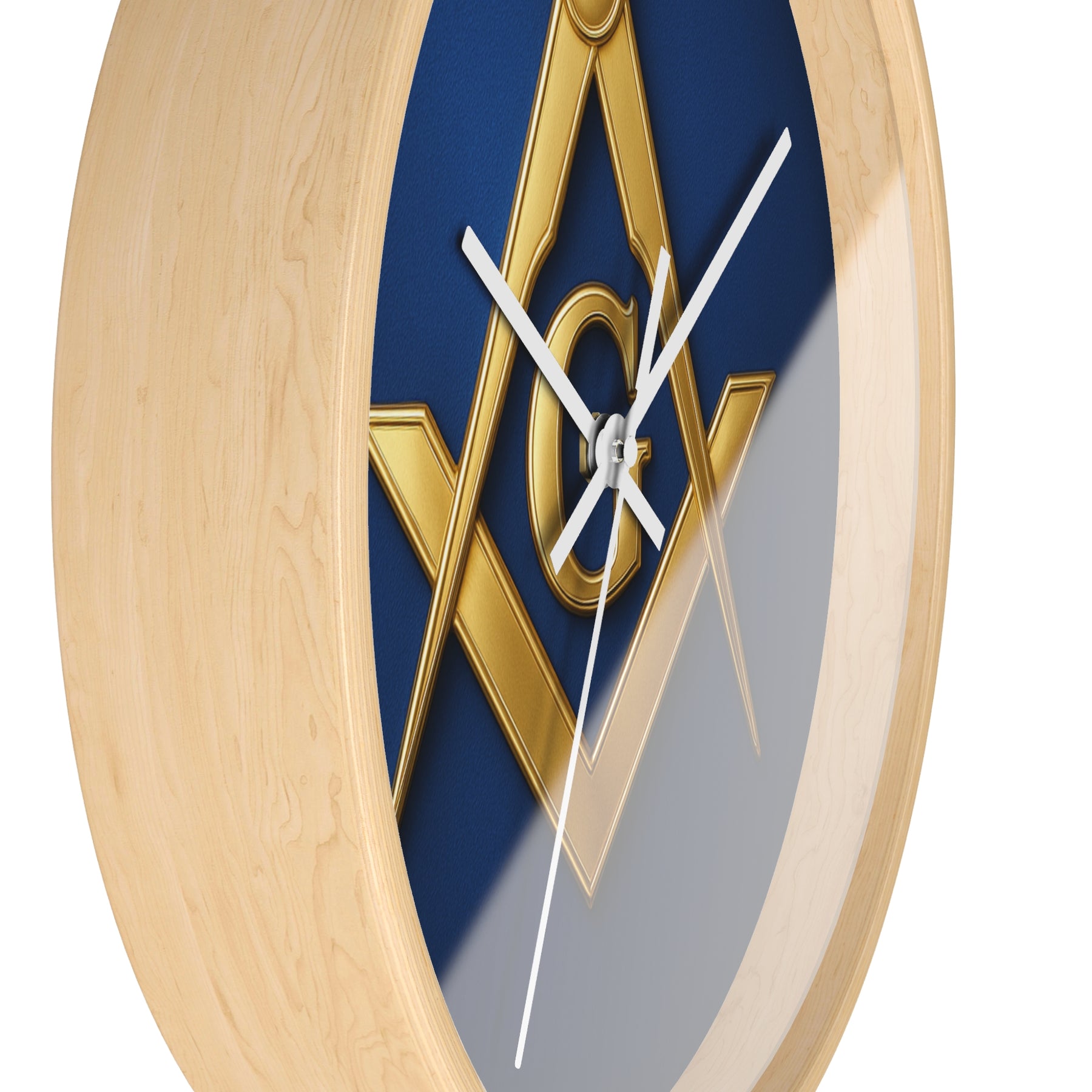 Master Mason Blue Lodge Clock - S & C Emblem on Elegant Wooden Frame - Bricks Masons