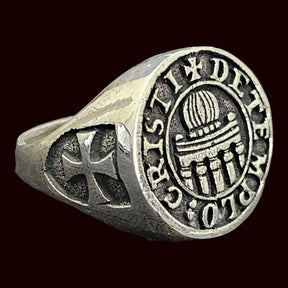 Knights Templar Ring, Templar Christ of the Temple, Silver, 1.8 cm, 10 g, Art. 305 - Bricks Masons