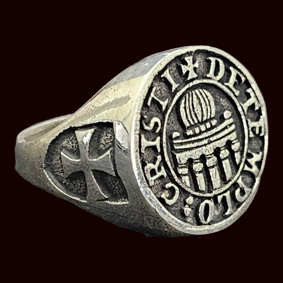 Knights Templar Ring, Templar Christ of the Temple, Silver, 1.8 cm, 10 g, Art. 305 - Bricks Masons