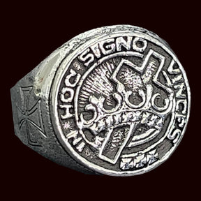 Templar Ring In Hoc Signo Vinces in Silver Art 307 - Bricks Masons