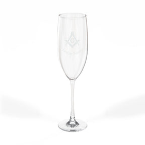 Master Mason Blue Lodge Champagne Flute - Square & Compass G with Personalization