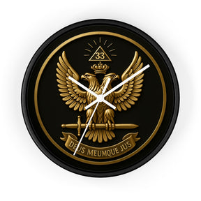 33rd Degree Scottish Rite Clock - Eagle Emblem with “Deus Meumque Jus 33” - Bricks Masons