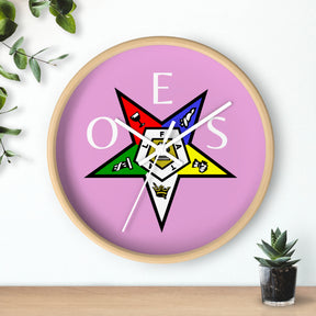 OES Clock - Pink Dial with OES Emblem and Inscription - Bricks Masons