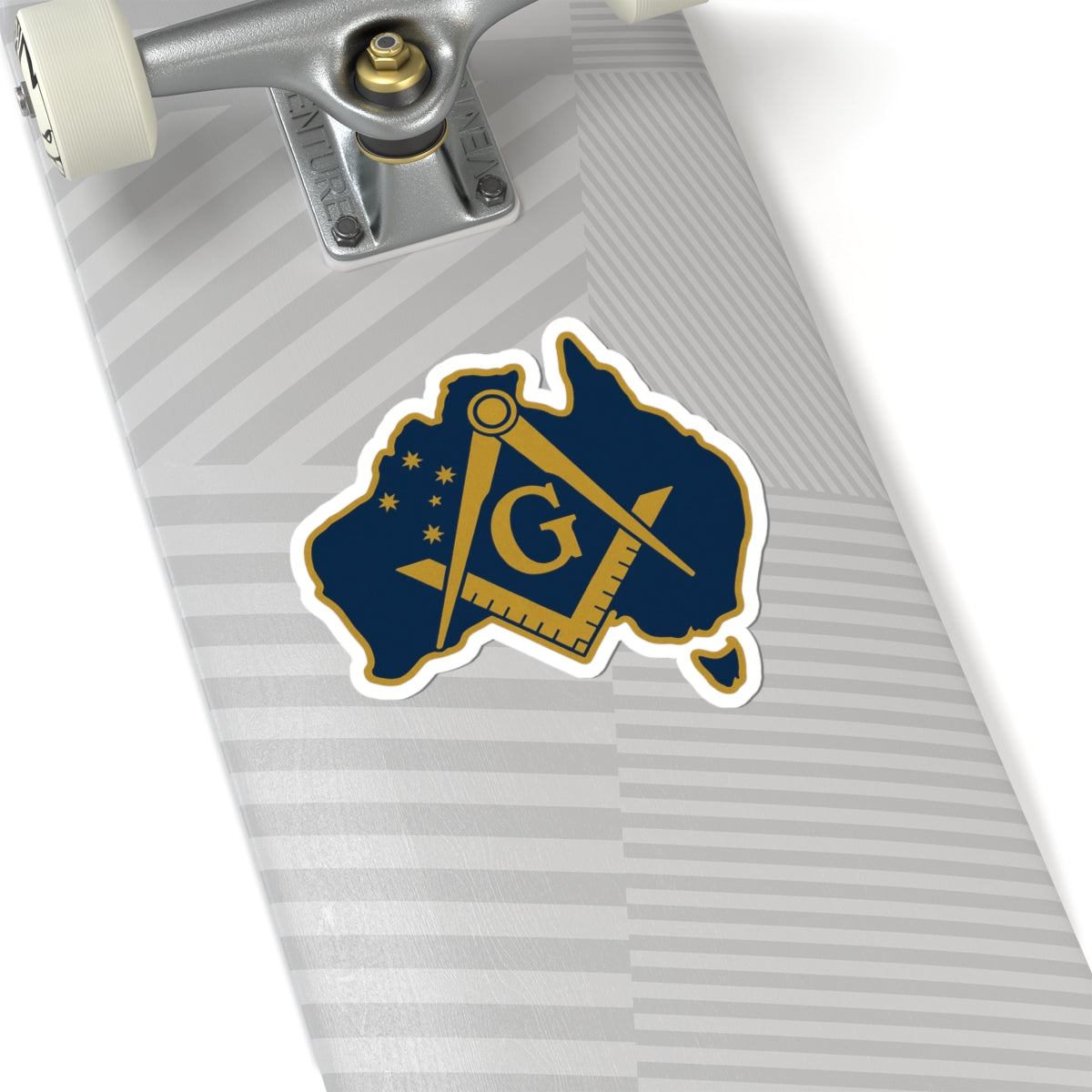 Master Mason Blue Lodge Australia Jurisdiction Sticker Decal - Kiss-Cut Golden Square & Compass G - Bricks Masons