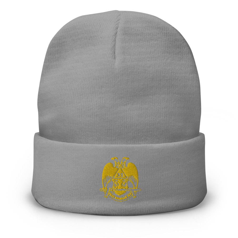 32nd Degree Scottish Rite Beanie - Wings Down Golden Embroidery - Bricks Masons