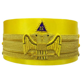 32nd Degree Scottish Rite Crown Cap - Yellow Bullion Hand Embroidery - Bricks Masons