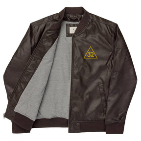 32nd Degree Scottish Rite Jacket - Leather Golden Embroidery - Bricks Masons
