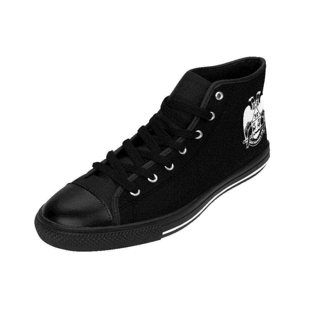32nd Degree Scottish Rite Sneaker - Wings Down High-top Black & White - Bricks Masons