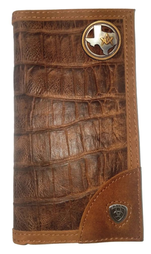 Master Mason Blue Lodge Wallet - Ariat Gator Print TX Mason - Bricks Masons