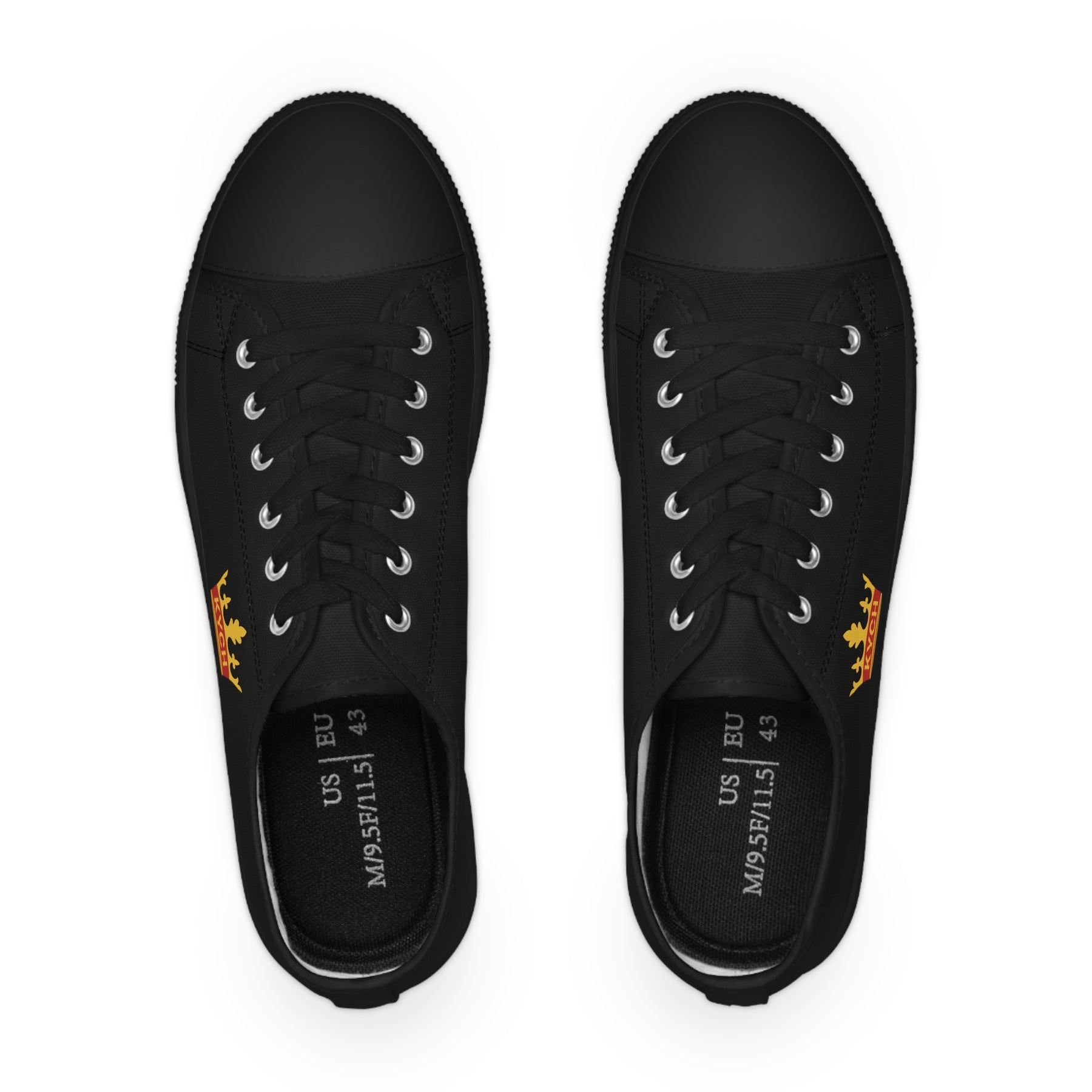 KYCH Sneaker - Low Top Sneaker Black & White Golden Emblem - Bricks Masons