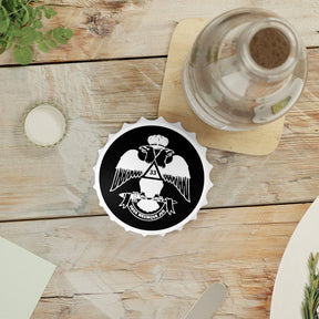 33rd Degree Scottish Rite Bottle Opener - Wings Down Black & White - Bricks Masons