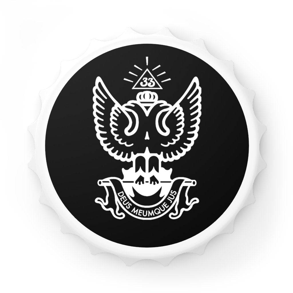 33rd Degree Scottish Rite Bottle Opener - Wings Up Black & White - Bricks Masons