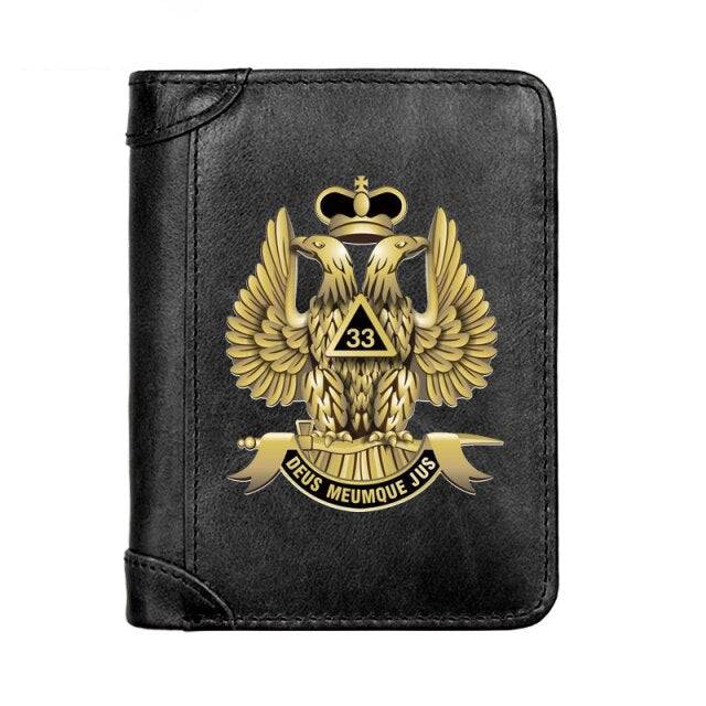 33rd Degree Scottish Rite Wallet - Genuine Leather & Credit Card Holder (Black/Brown/Coffee) - Bricks Masons