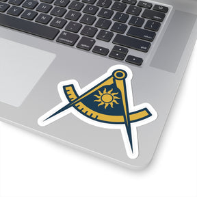 Past Master Blue Lodge Sticker Decal - Kiss-Cut Compass & Quadrant (Arc) - Bricks Masons