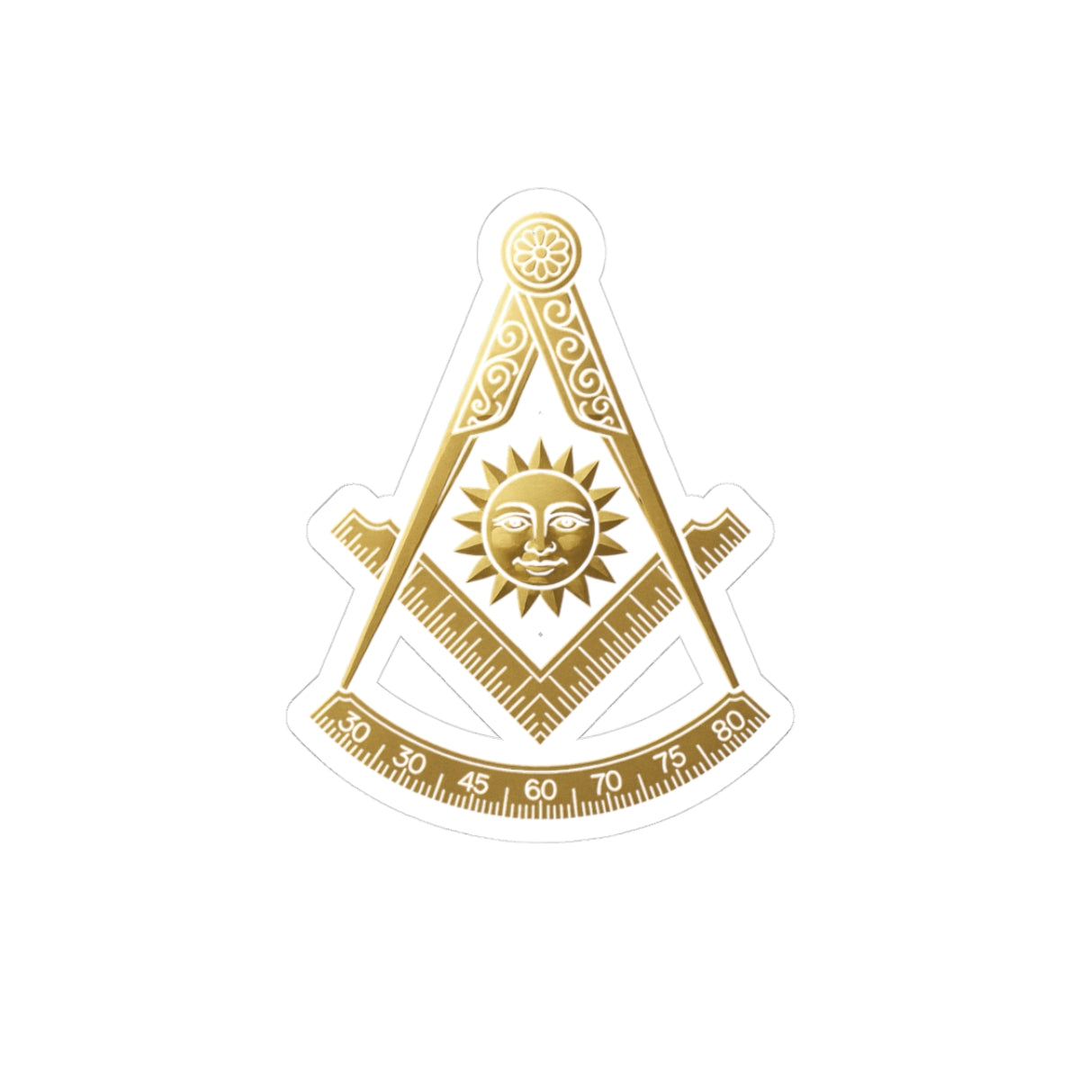 Past Master Blue Lodge Sticker Decal - Kiss-Cut Gold Square & Compass - Bricks Masons