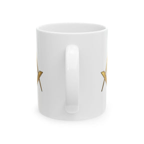 Master Mason Blue Lodge Mug - White with Gold Square & Compasses G