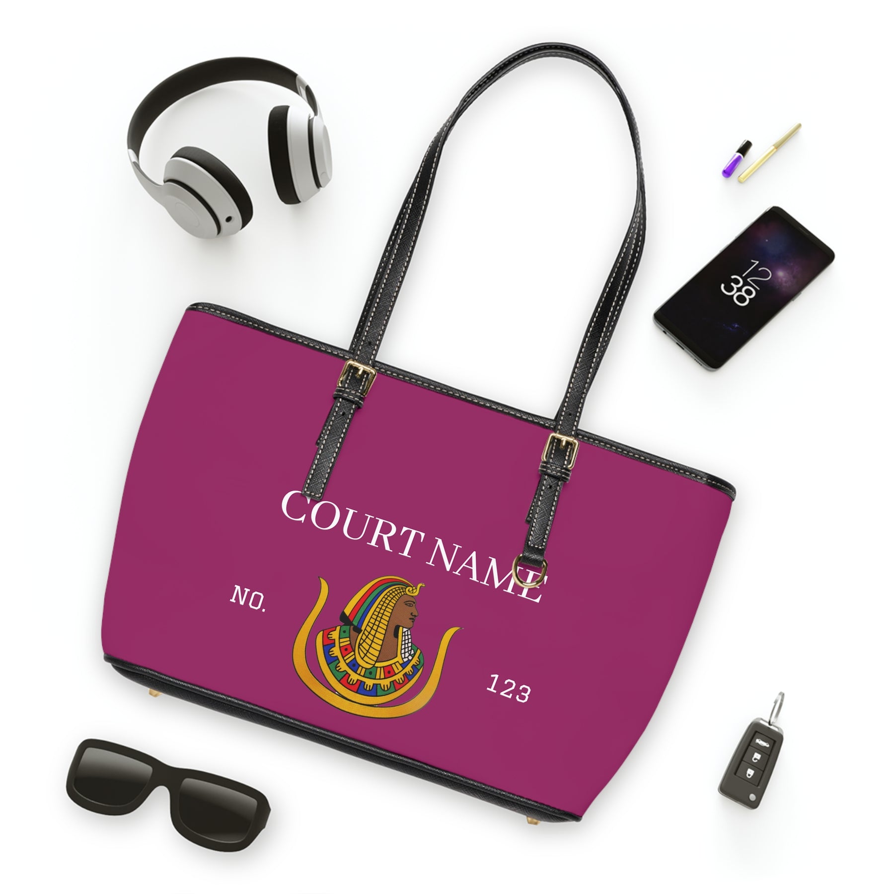 DOI Handbag - Custsomizable PU Leather Ample Interior - Bricks Masons