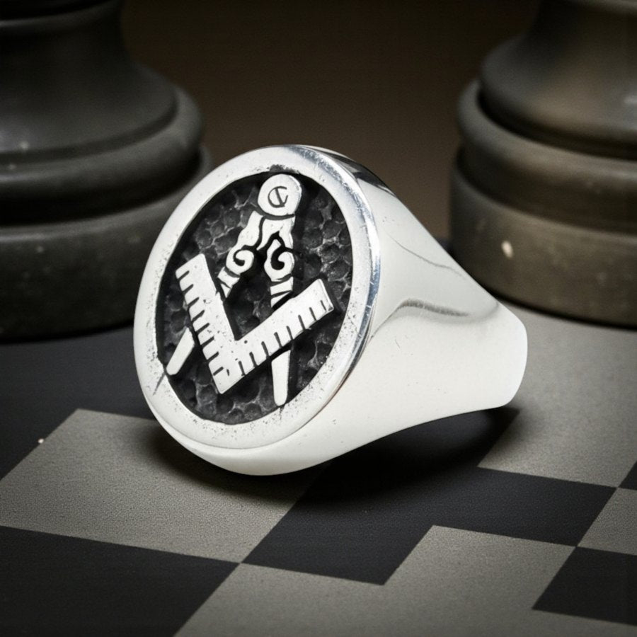 Masonic Ring, Apprentice Degree, Silver, Freemasonry, 1.6 cm, Art. 42 - Bricks Masons