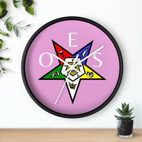 OES Clock - Pink Dial with OES Emblem and Inscription - Bricks Masons