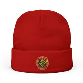 Master Mason Blue Lodge Beanie - Knit Embroidery Firefighter Mason Square & Compass G - Bricks Masons