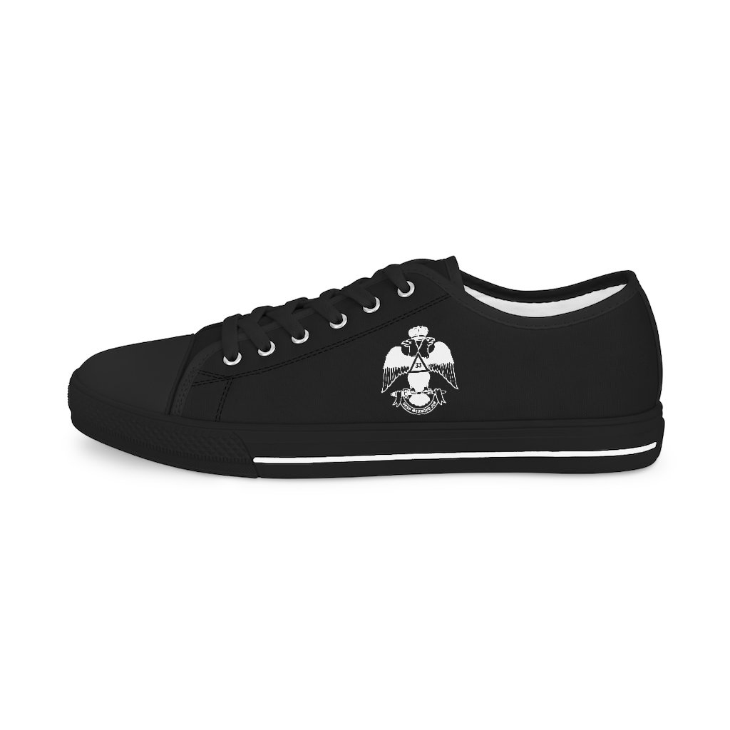 33rd Degree Scottish Rite Sneaker - Wings Down Low Top Black & White