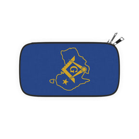 Master Mason Blue Lodge Australia Jurisdiction Passport Wallet - Gold S&C With Blue - Bricks Masons