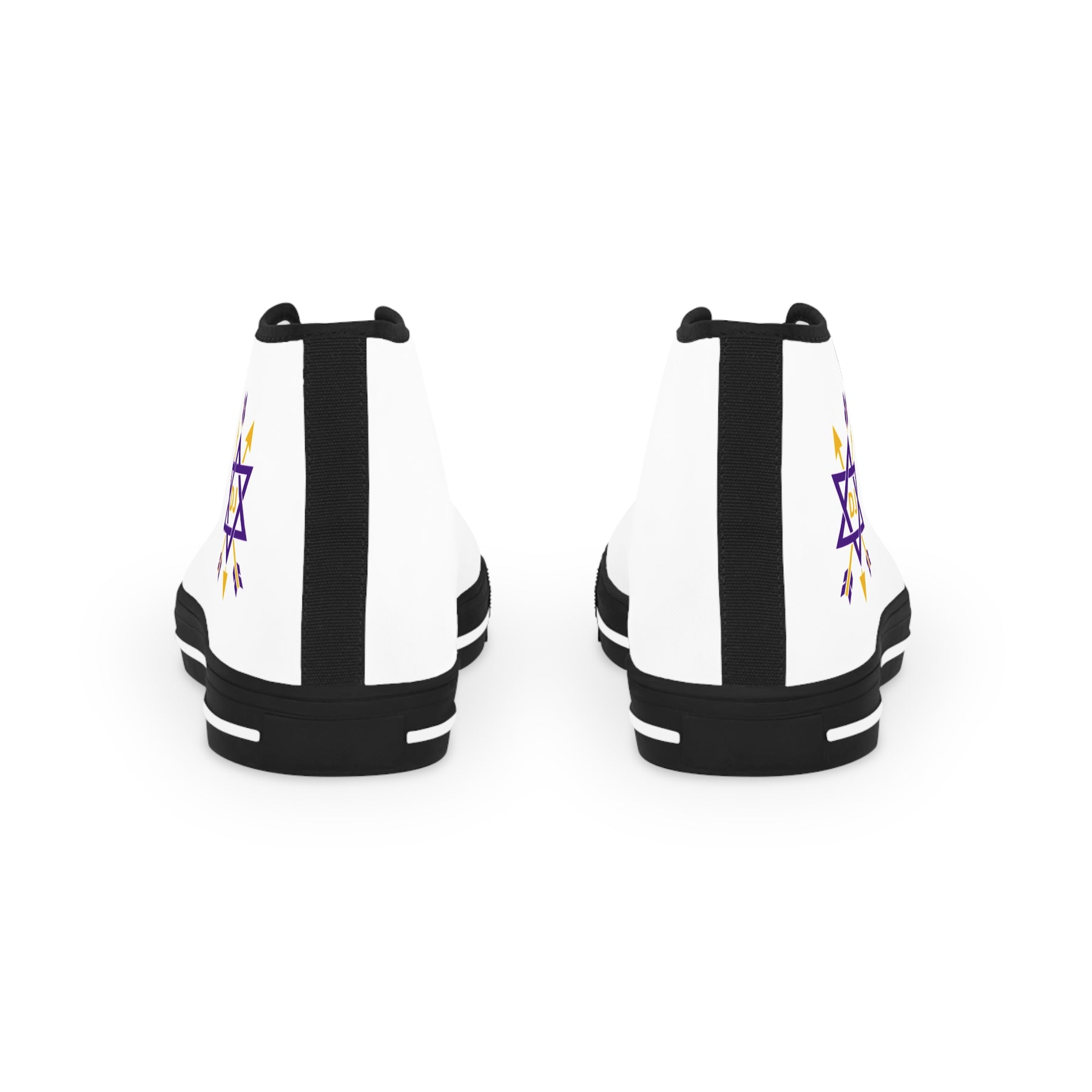 Order of the Secret Monitor Sneaker - High Top Black & White Gold & Purple Emblem - Bricks Masons