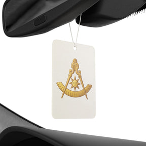 Past Master Blue Lodge Car Air Freshener - Compass & Quadrant with Sun Emblem - Bricks Masons