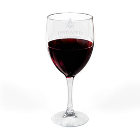 Master Mason Blue Lodge Wine Glass - Square & Compass G Initiated Elevated Celebrated