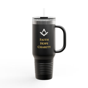 Master Mason Blue Lodge Ringneck Tumbler - Faith Hope & Charity with Square & Compass