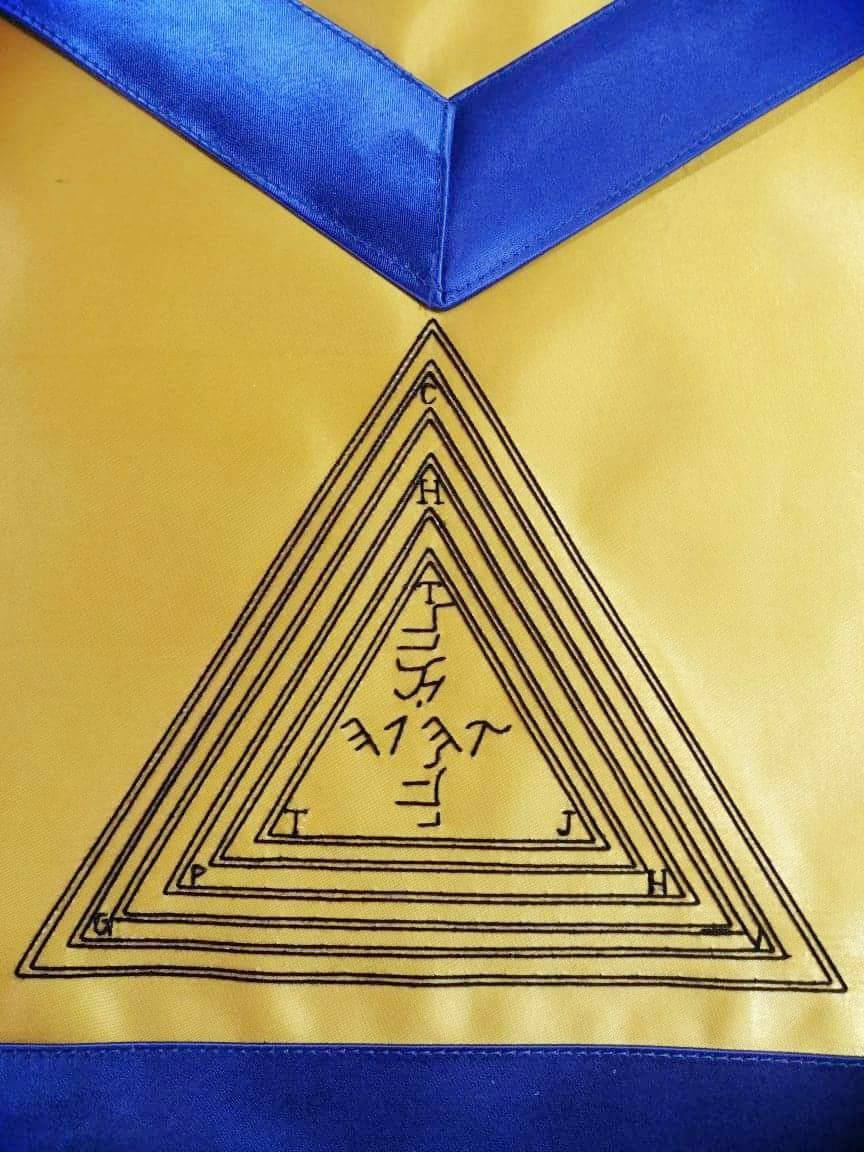 12th Degree Scottish Rite Apron - Yellow with Blue Borders