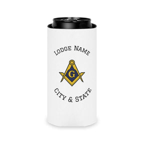 Master Mason Blue Lodge Can Cooler - Square & Compass with G Personalize Your Lodge - Bricks Masons