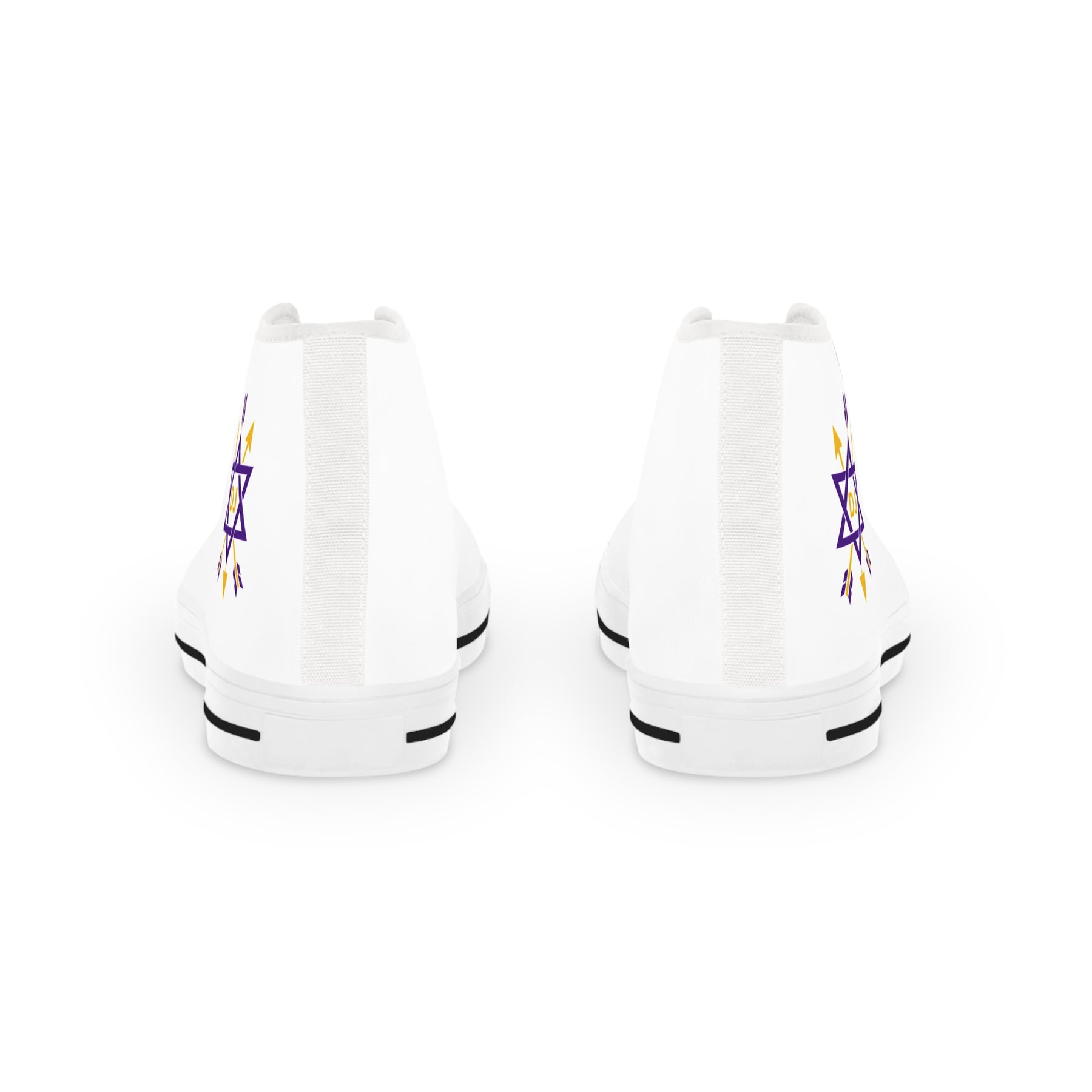 Order of the Secret Monitor Sneaker - High Top Black & White Gold & Purple Emblem - Bricks Masons