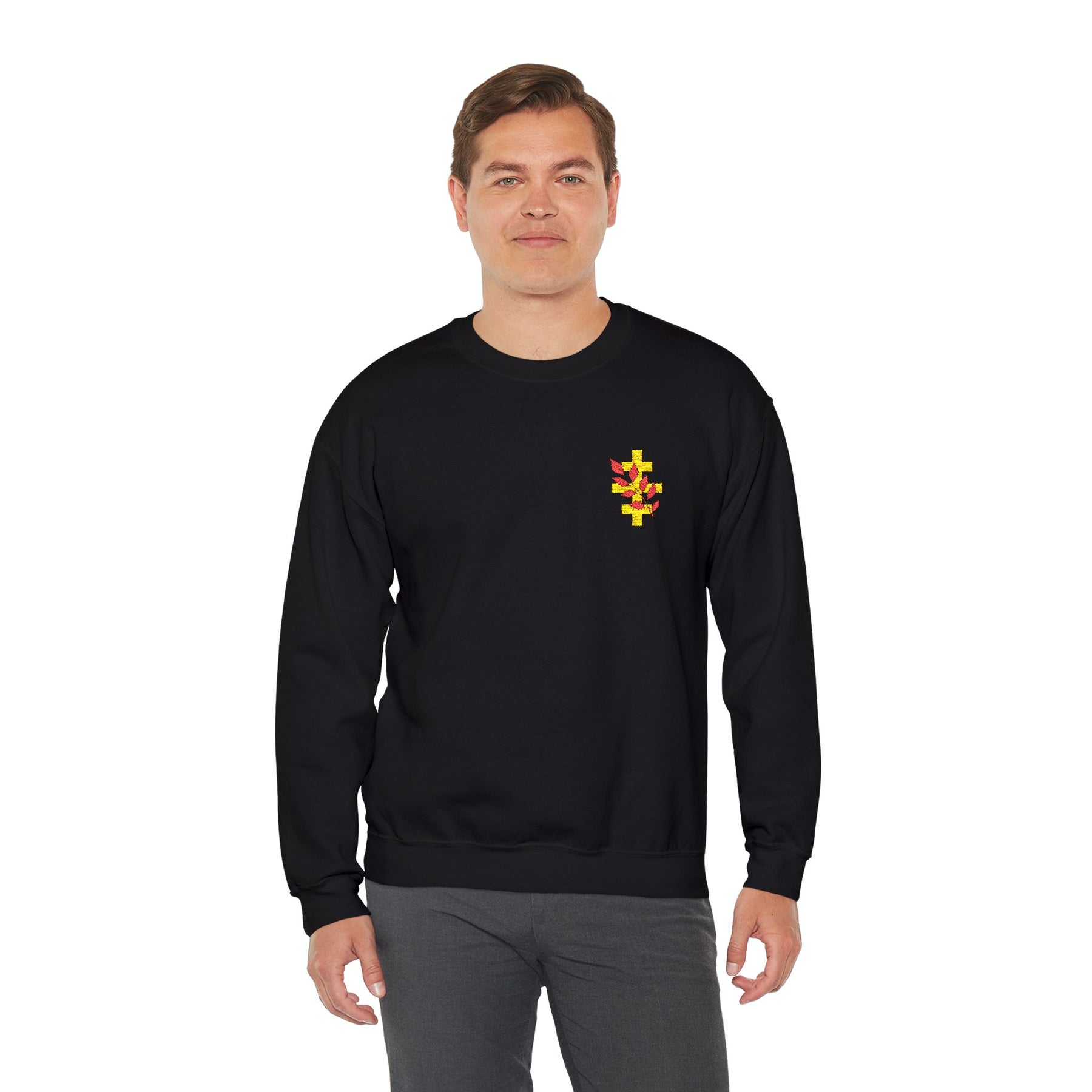 Red Branch of Eri Sweatshirt - Left Chest Embroidered Motif - Bricks Masons