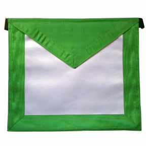 5th Degree Scottish Rite Apron - White with Green Borders Satin - Bricks Masons