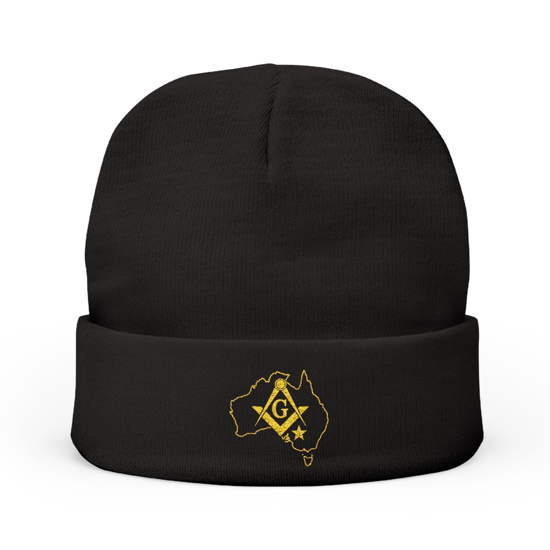 Master Mason Blue Lodge Australia Jurisdiction Beanie - Knit Embroidery Australia Mason Map - Bricks Masons
