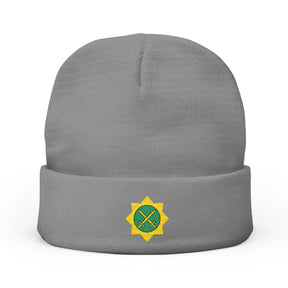 Red Cross of Babylone Beanie - Knit Embroidery Emblem - Bricks Masons
