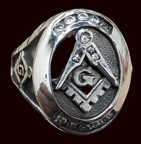 Masonic Master Silver Ring with Stones 2.2 x 1.7 Art 63 - Bricks Masons