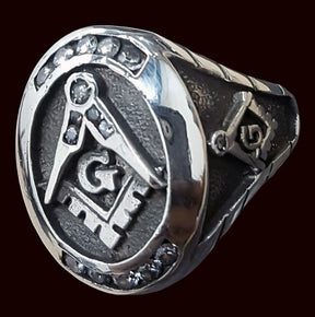 Masonic Master Silver Ring with Stones 2.2 x 1.7 Art 63 - Bricks Masons